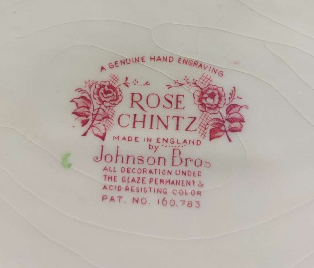 LARGE ROSE CHINTZ HAND PAINTED 1950S JOHNSON BROTHERS ENGLAND 29x35CM OVAL SERVING PLATTER