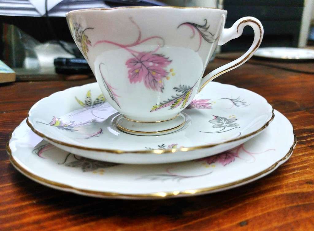 VINTAGE 1950S TUSCAN FINE ENGLISH BONE CHINA WINDSWEPT PATTERN 18 PIECE TEASET