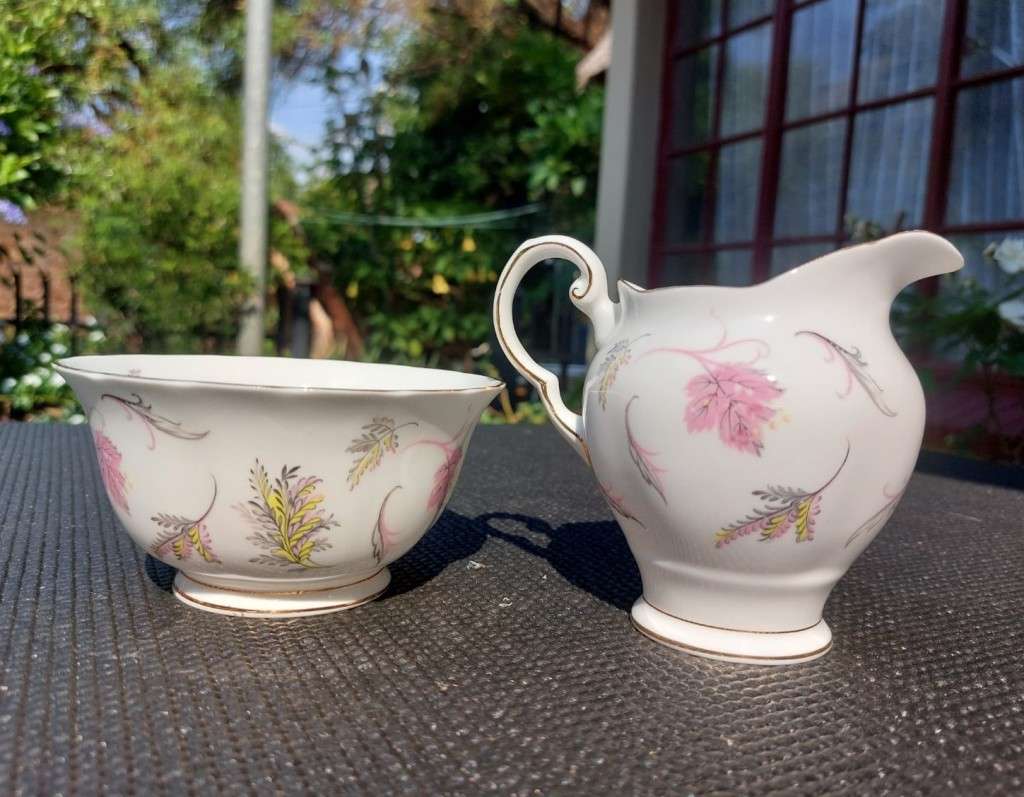 VINTAGE 1950S TUSCAN FINE ENGLISH BONE CHINA WINDSWEPT PATTERN 18 PIECE TEASET