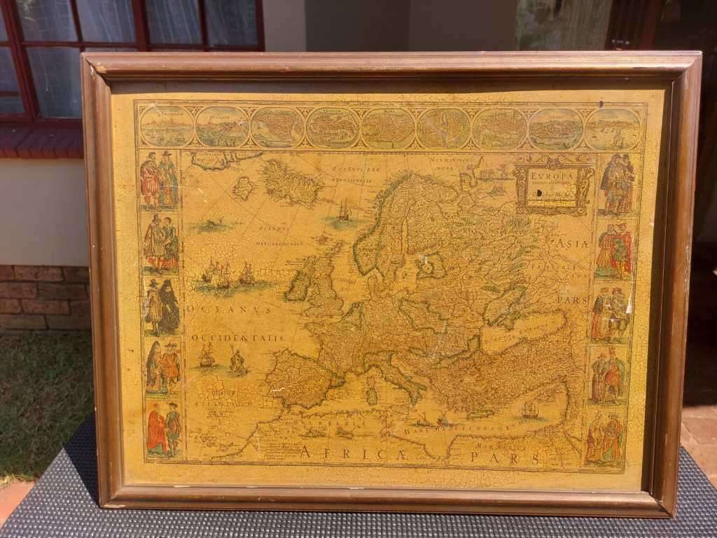 EUROPA ANTIQUE MAP RECENS DESRIPTA BY WILLEM BLAEU (1571-1638) HAND COLOURED LINE ENGRAVING