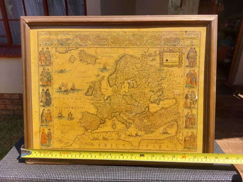 EUROPA ANTIQUE MAP RECENS DESRIPTA BY WILLEM BLAEU (1571-1638) HAND COLOURED LINE ENGRAVING