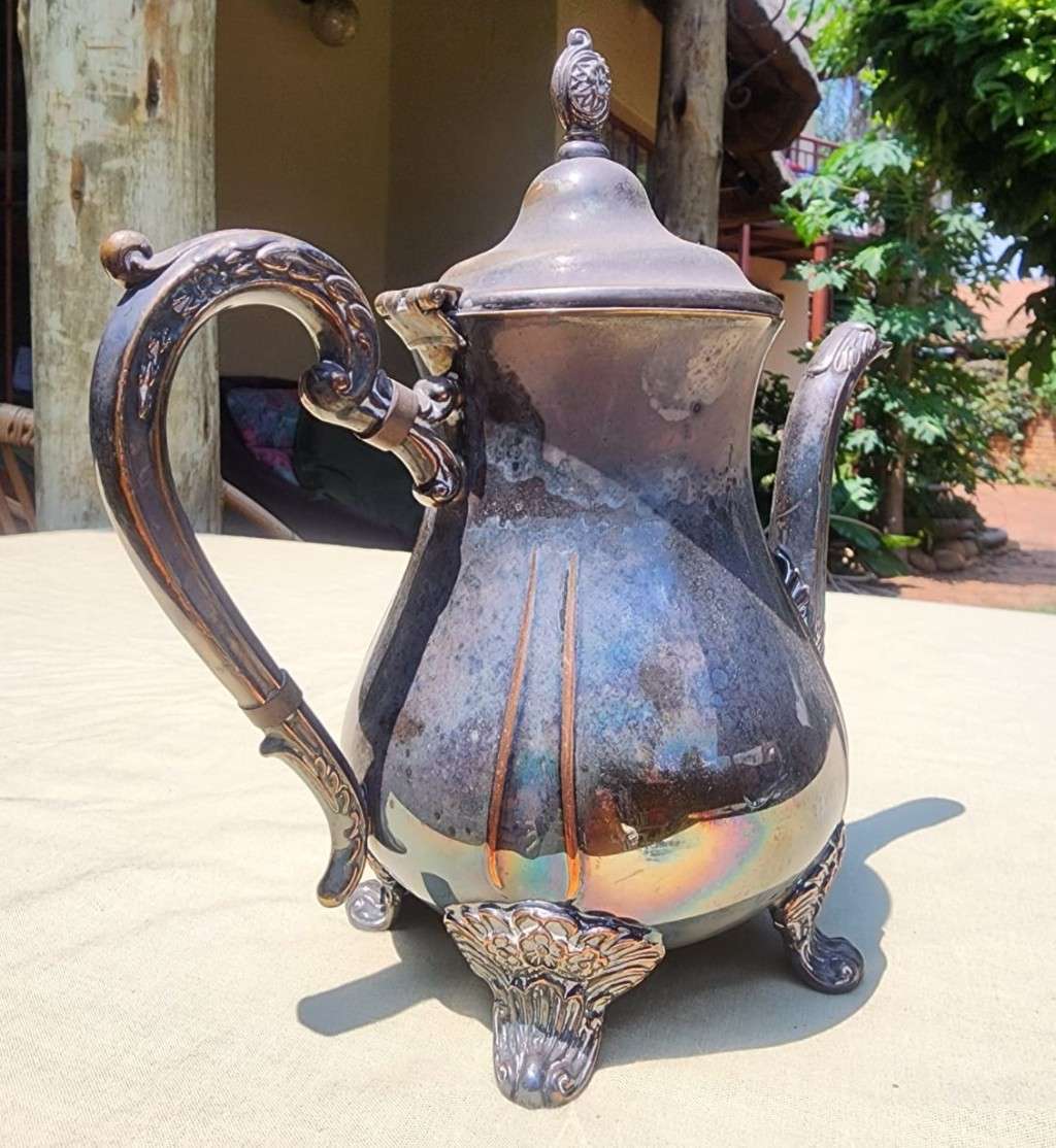 TWO VINTAGE (1970S) EM-ESS SOUTH AFRICAN SILVERPLATED TEAPOTS