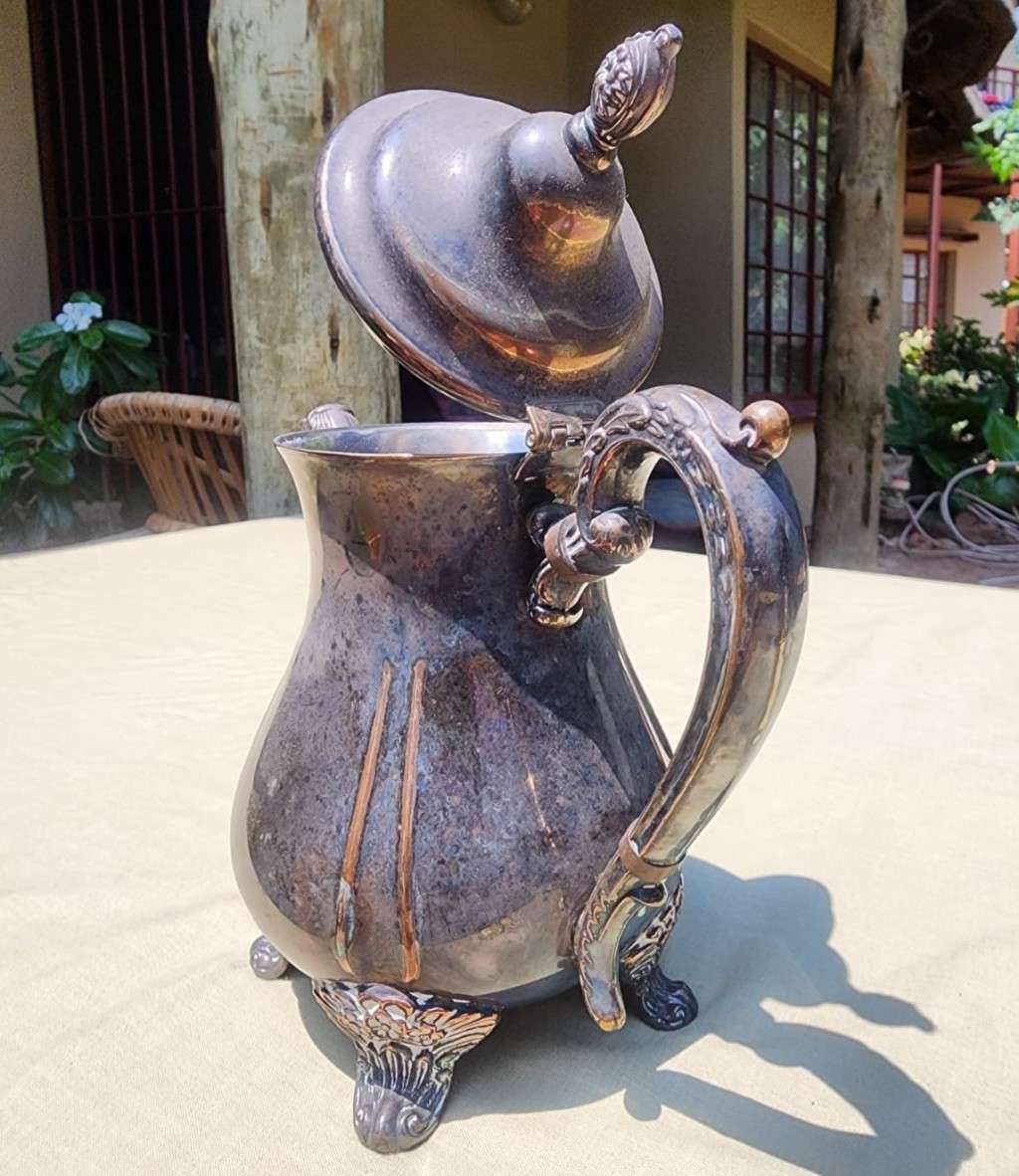 TWO VINTAGE (1970S) EM-ESS SOUTH AFRICAN SILVERPLATED TEAPOTS