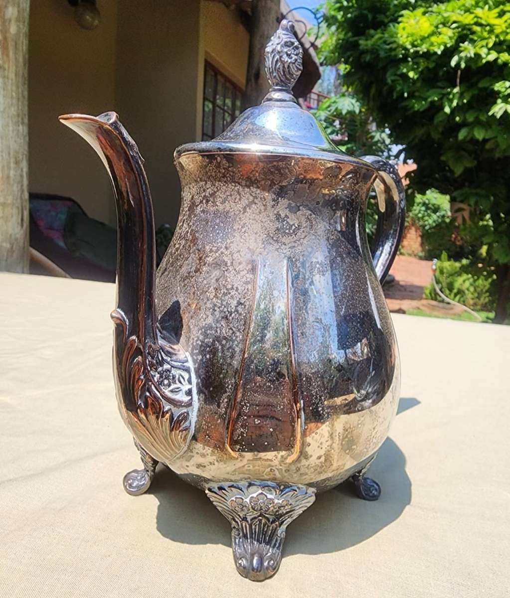 TWO VINTAGE (1970S) EM-ESS SOUTH AFRICAN SILVERPLATED TEAPOTS