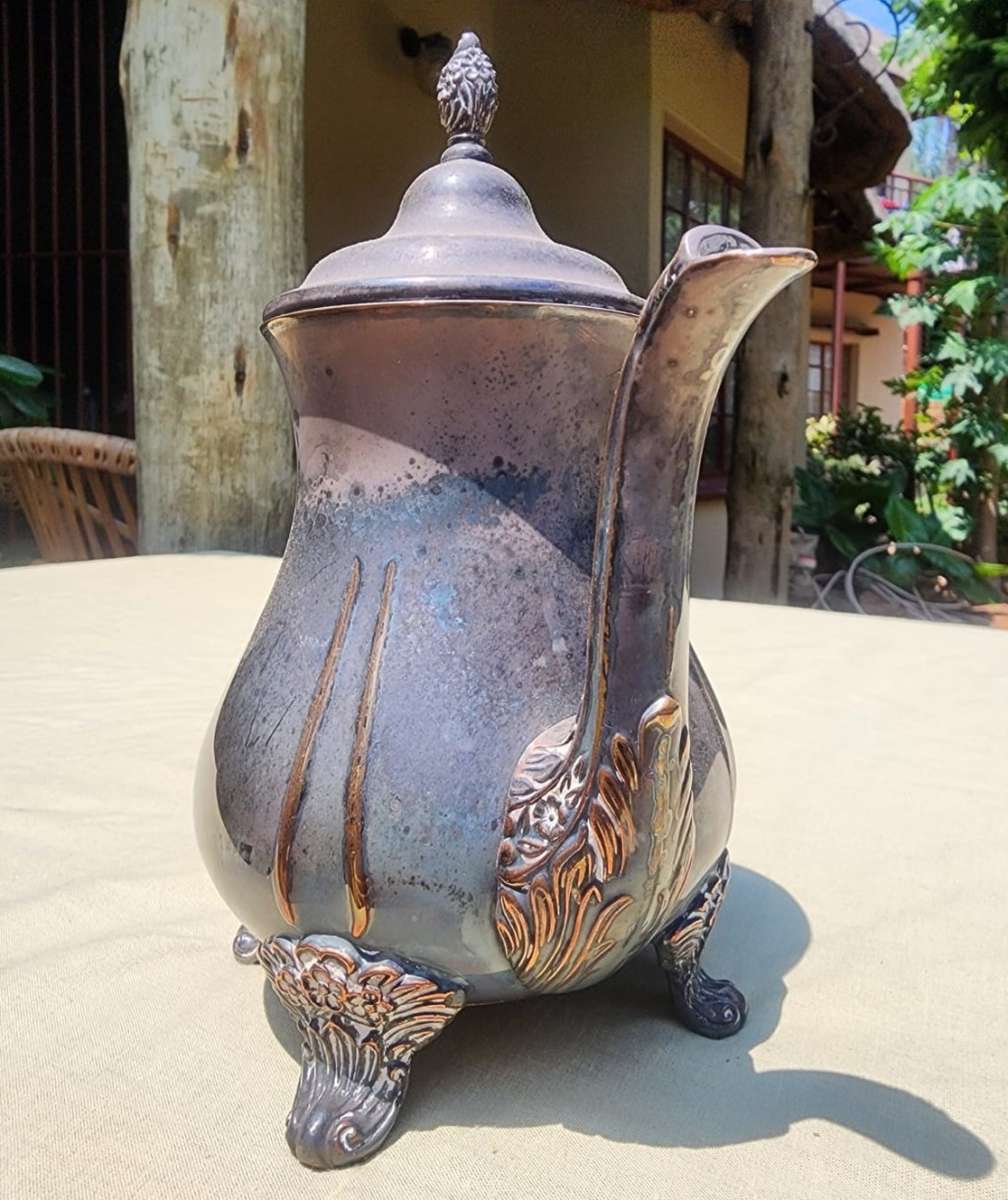 TWO VINTAGE (1970S) EM-ESS SOUTH AFRICAN SILVERPLATED TEAPOTS