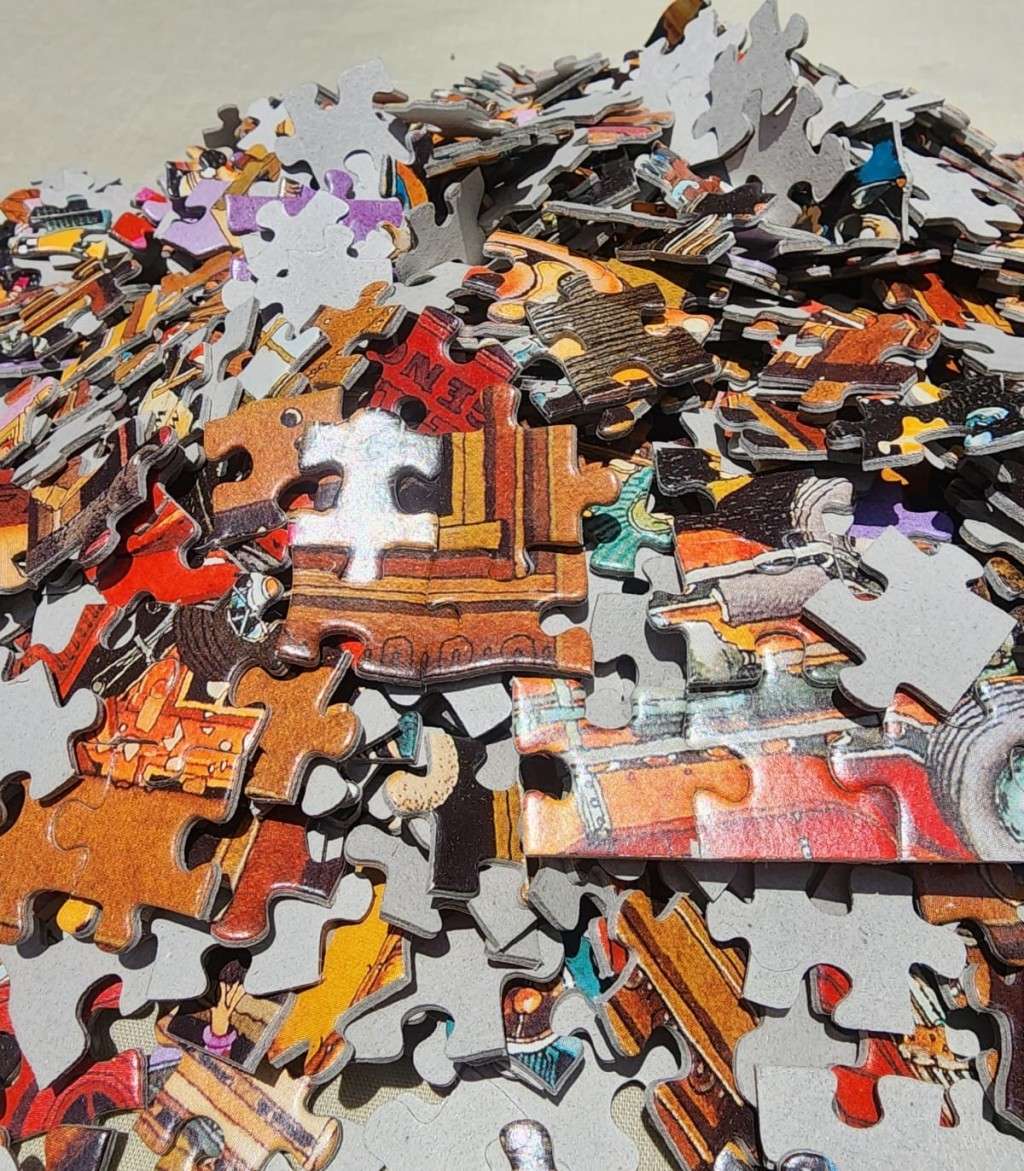 COLLECTABLE 1974 FRIEDRICH HEYE GERMANY 1000 PIECE PUZZLE TITLED CHICAGO BY CARTOON ARTIST JJ LOUP