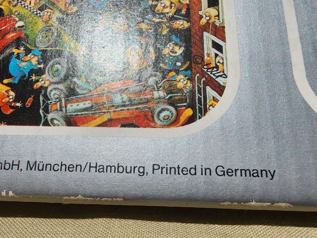 COLLECTABLE 1974 FRIEDRICH HEYE GERMANY 1000 PIECE PUZZLE TITLED CHICAGO BY CARTOON ARTIST JJ LOUP