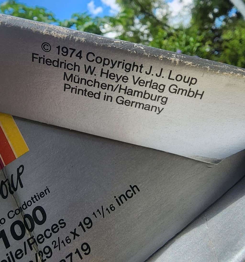 COLLECTABLE 1974 FRIEDRICH HEYE GERMANY 1000 PIECE MATTO CONDOTTIERI (CRAZY LEADERS) PUZZLE