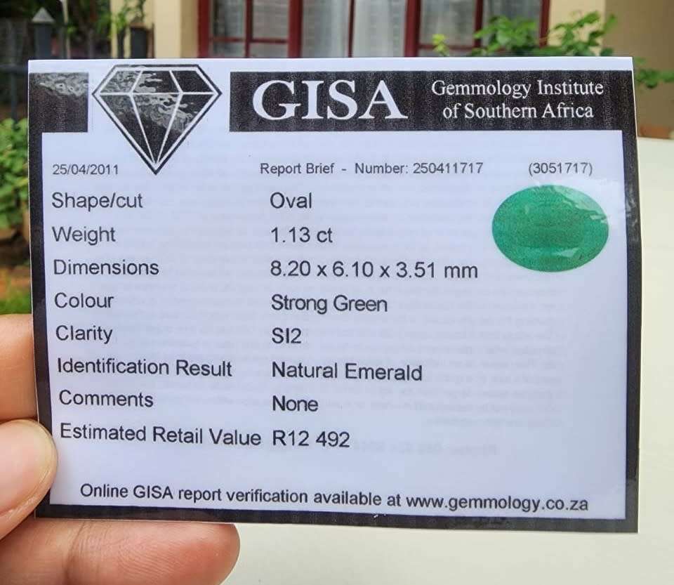 GISA CERTIFIED STRONG GREEN EMERALD 1.13CT GEMSTONE WITH INCLUSIONS! PLEASE READ FULL DESCRIPTION!