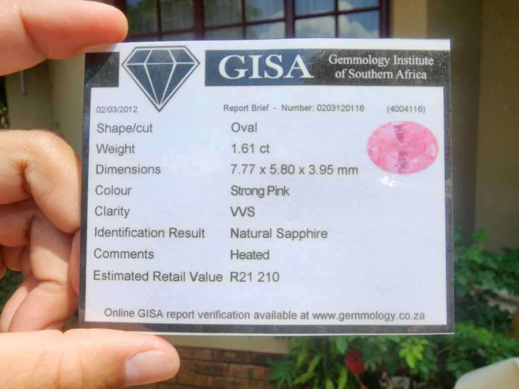 GORGEOUS PINK 1.61CT SAPPHIRE WITH GISA CERTIFICATE AND LOVELY OVAL CUT  UV RED!  THERMAL HIGH