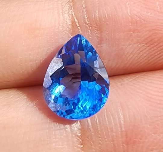 PEAR CUT 2.40CT MODERATE BLUEISH VIOLET TANZANITE GEMSTONE  PLEASE READ FULL DESCRIPTION