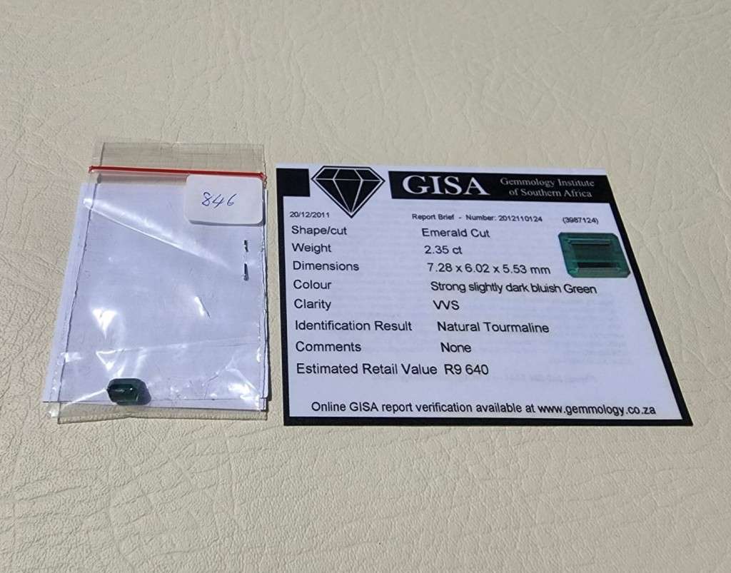 GISA CERTIFIED TOP GREEN TOURMALINE (AKA BRAZILIAN EMERALD) 2.35CT GEMSTONE FROM AFGHANISTAN