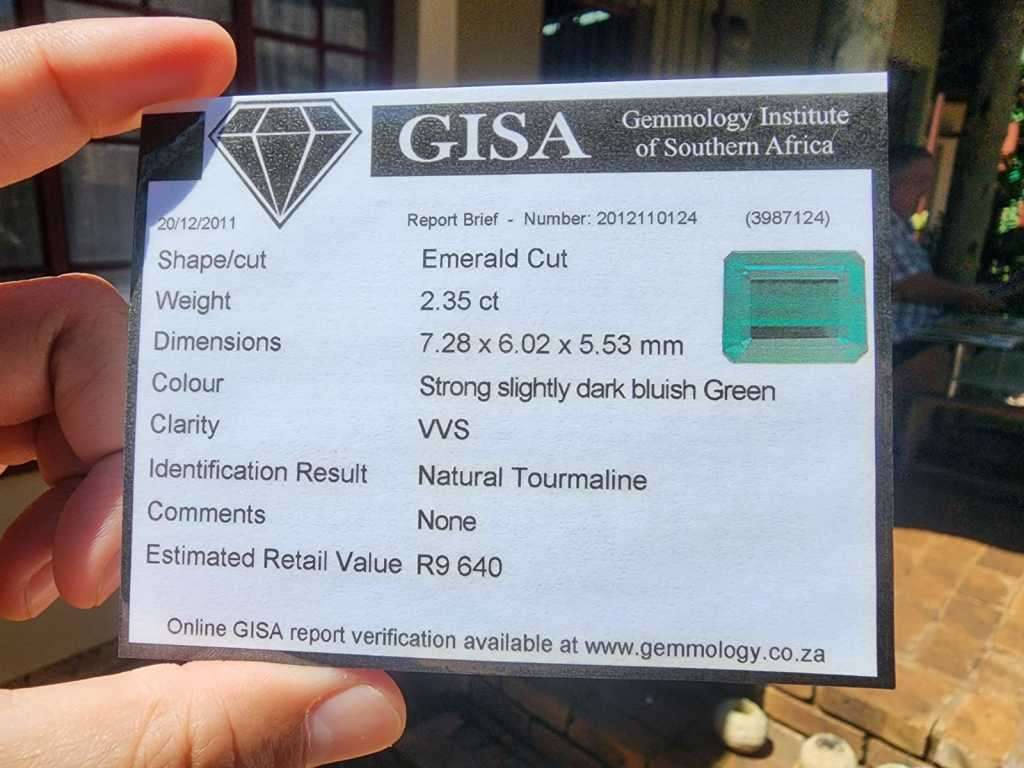 GISA CERTIFIED TOP GREEN TOURMALINE (AKA BRAZILIAN EMERALD) 2.35CT GEMSTONE FROM AFGHANISTAN