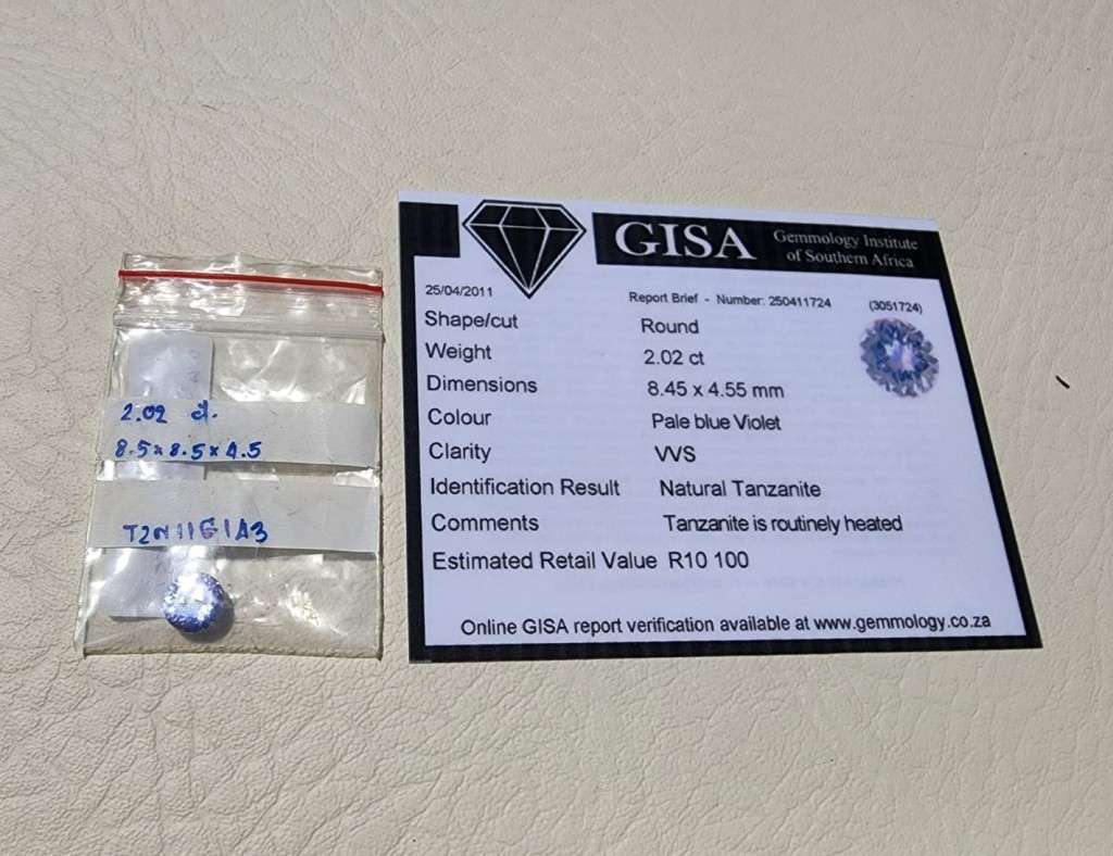 GISA CERTIFIED 2.00CT PALE BLUEISH VIOLET TANZANITE GEMSTONE  PLEASE READ FULL DESCRIPTION