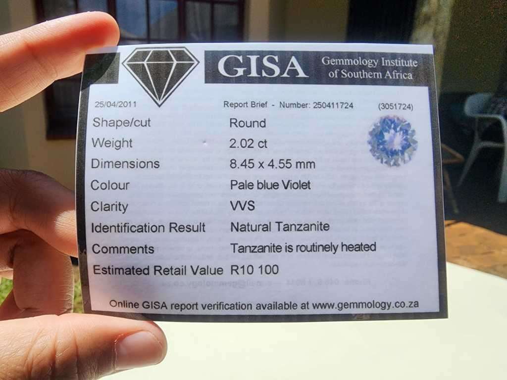 GISA CERTIFIED 2.00CT PALE BLUEISH VIOLET TANZANITE GEMSTONE  PLEASE READ FULL DESCRIPTION