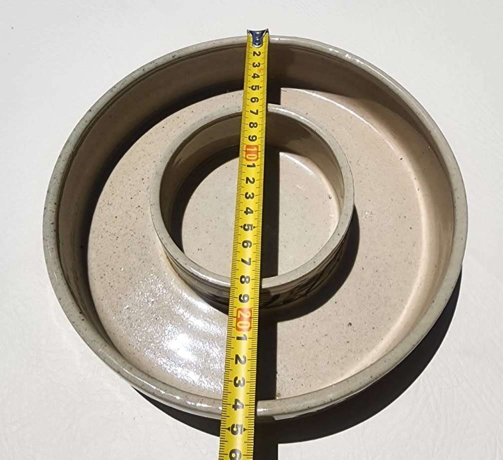 HAND PAINTED EARTHENWARE CHIP AND DIP DISH