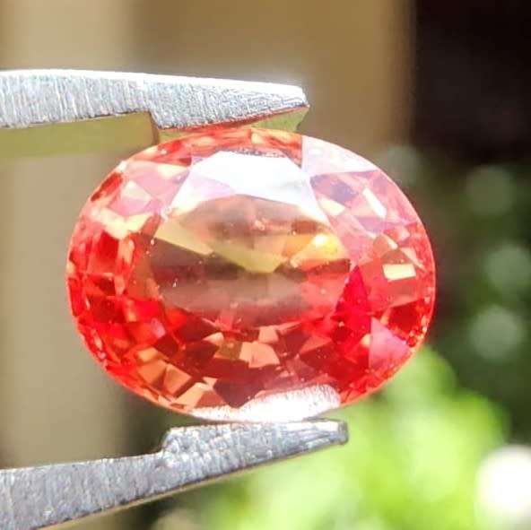 FIRE ORANGE 1.45CT SAPPHIRE GEMSTONE WITH LOVELY OVAL CUT  UV RED!  THERMAL HIGH
