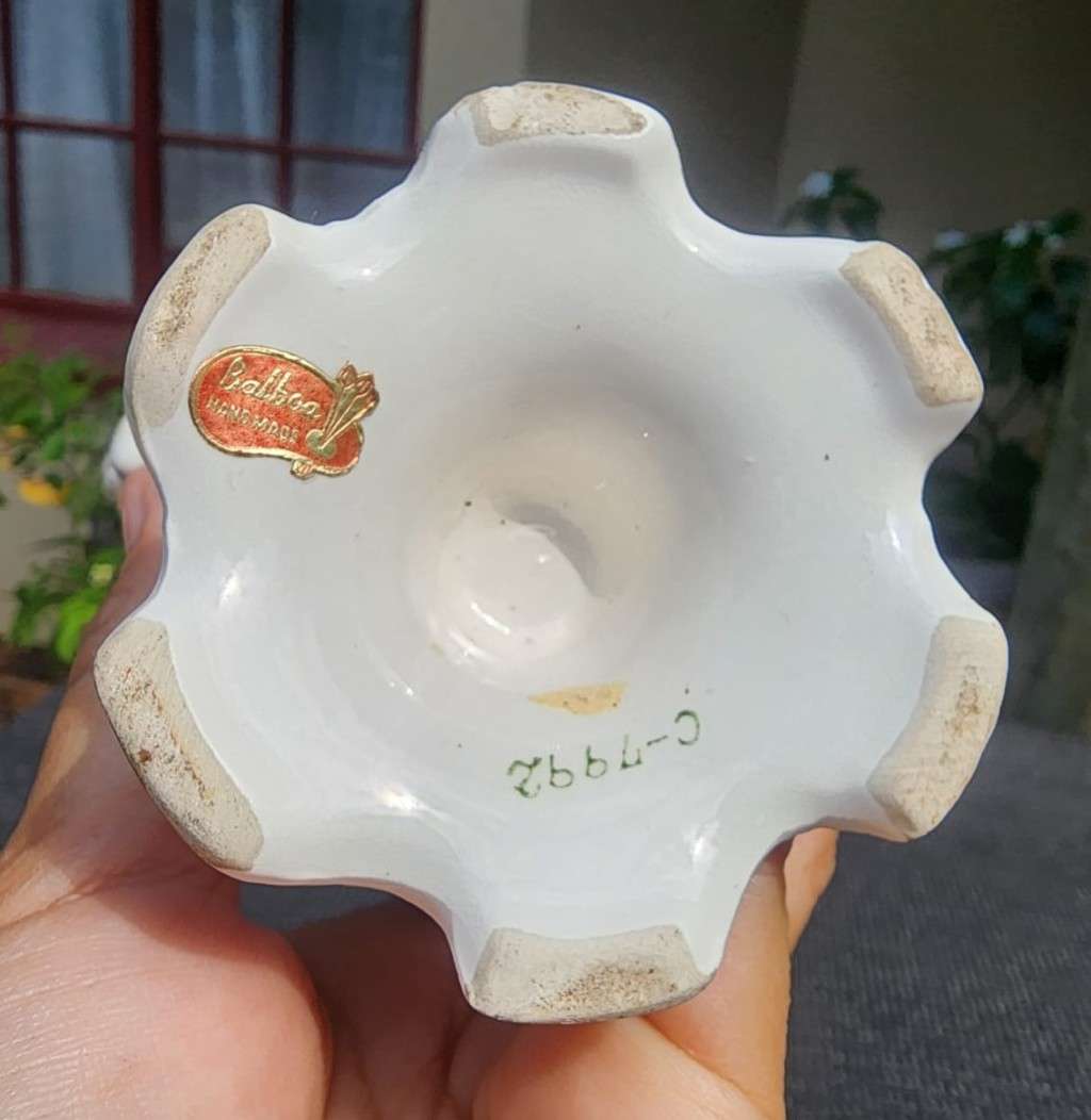 PAIR OF BALBOA HANDMADE CERAMIC CHALICES WITH RAISED FOILAGE AND FLOWER DESIGN