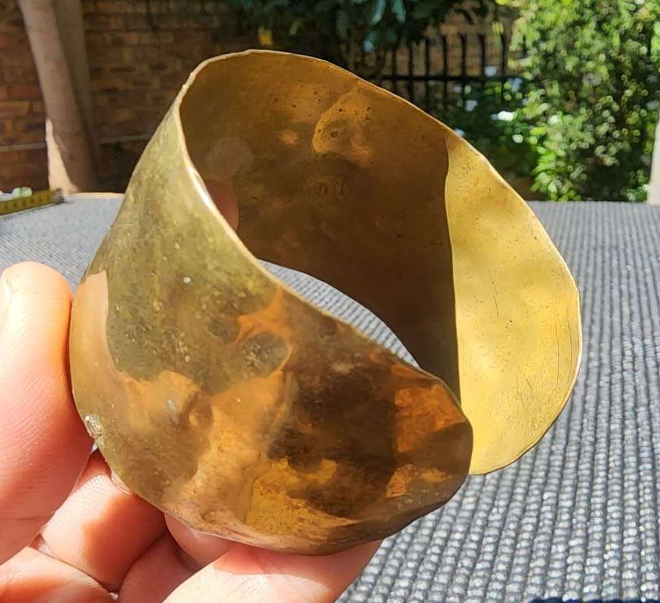 ANTIQUE BRONZE BANGLE ENGRAVED 1862 IZAK JAN