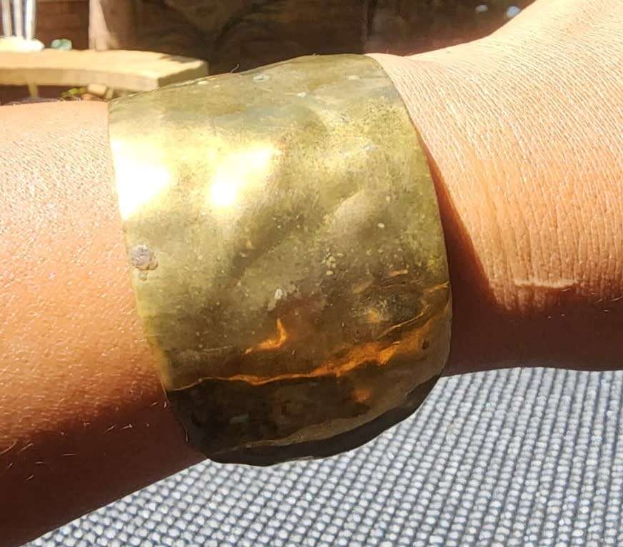 ANTIQUE BRONZE BANGLE ENGRAVED 1862 IZAK JAN