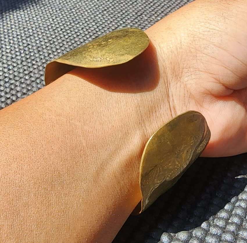 ANTIQUE BRONZE BANGLE ENGRAVED 1862 IZAK JAN