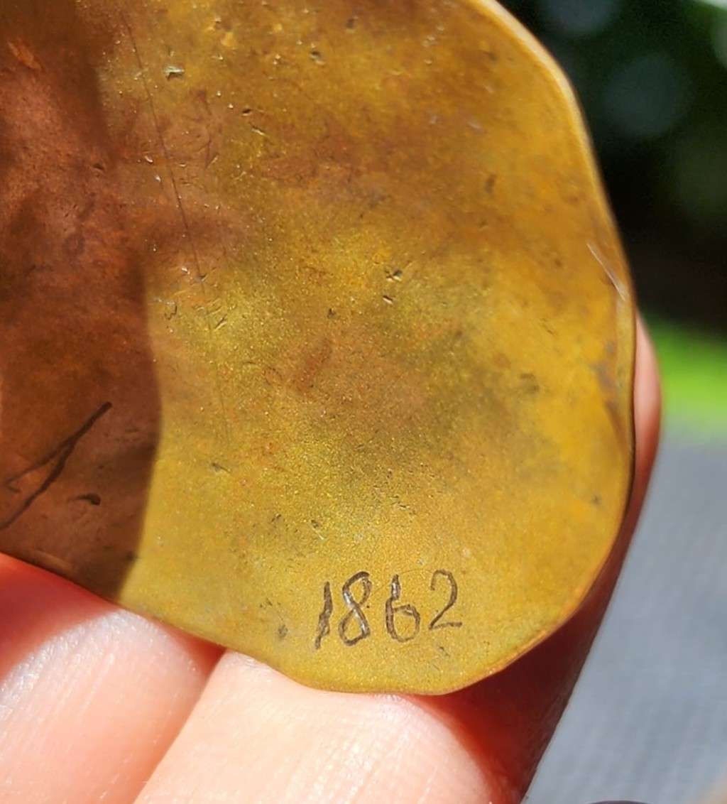 ANTIQUE BRONZE BANGLE ENGRAVED 1862 IZAK JAN