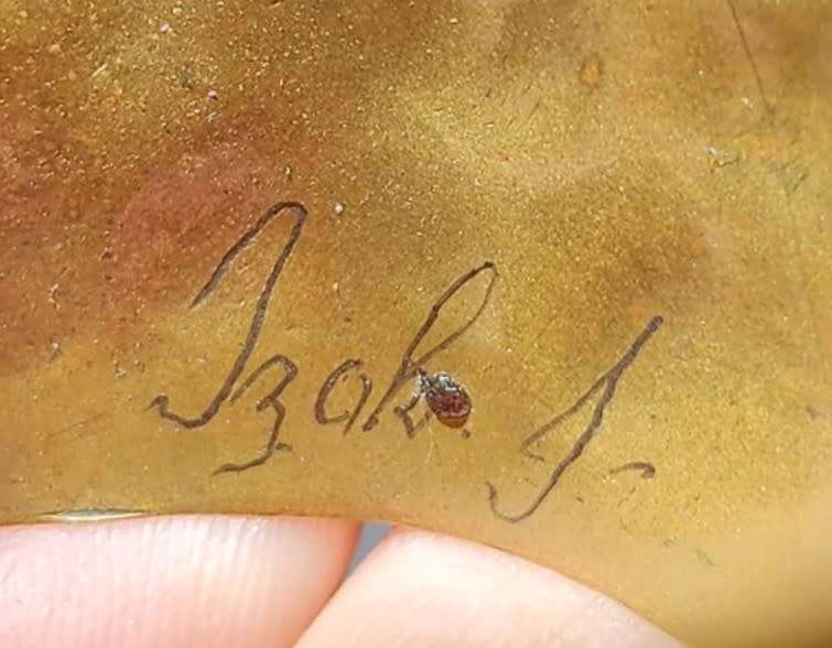 ANTIQUE BRONZE BANGLE ENGRAVED 1862 IZAK JAN