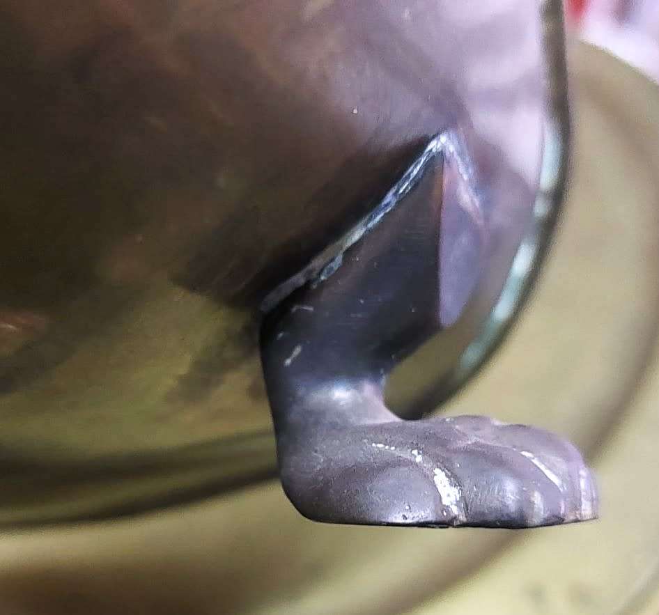 Elegant Vintage 1970s Brass Fireplace Log Holder with Lions Paw Feet and Swing Hinged Handle