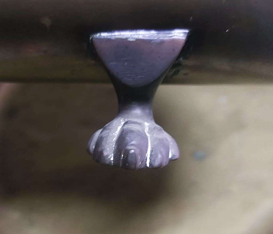 Elegant Vintage 1970s Brass Fireplace Log Holder with Lions Paw Feet and Swing Hinged Handle