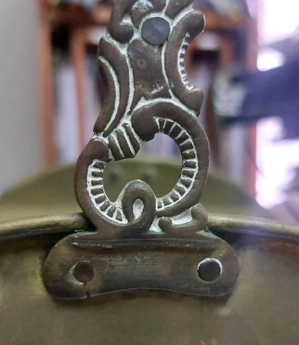 Elegant Vintage 1970s Brass Fireplace Log Holder with Lions Paw Feet and Swing Hinged Handle