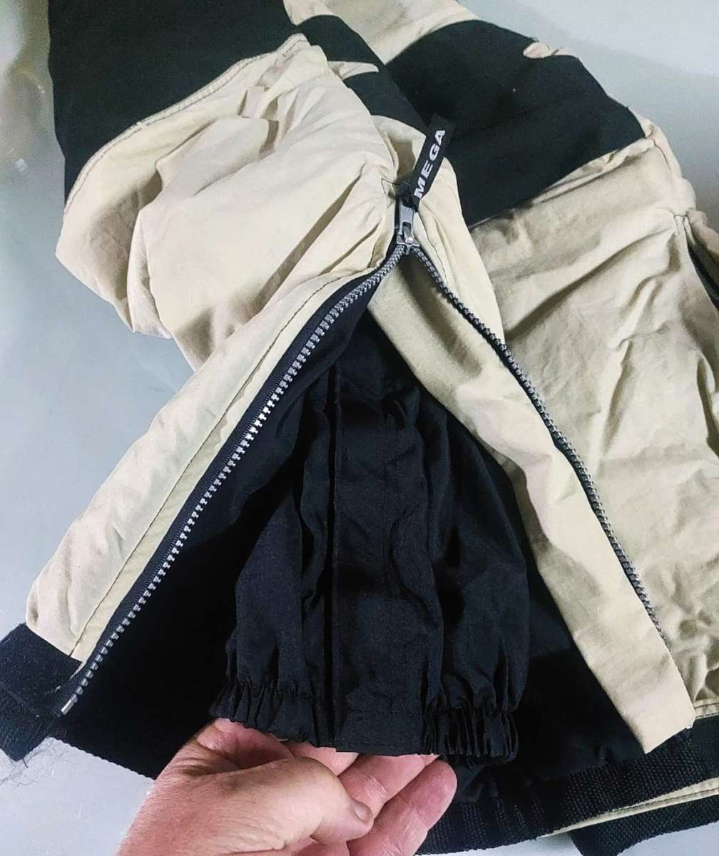 As New! Beige and Black Insulated Size M Ski Pants with Inner Boot Gaitors to Keep Snow Out