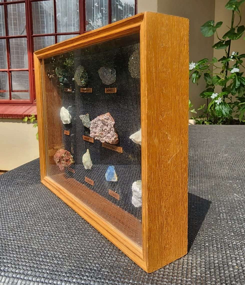 Beautiful ROCK and MINERAL Collection in Wooden Display Cabinet