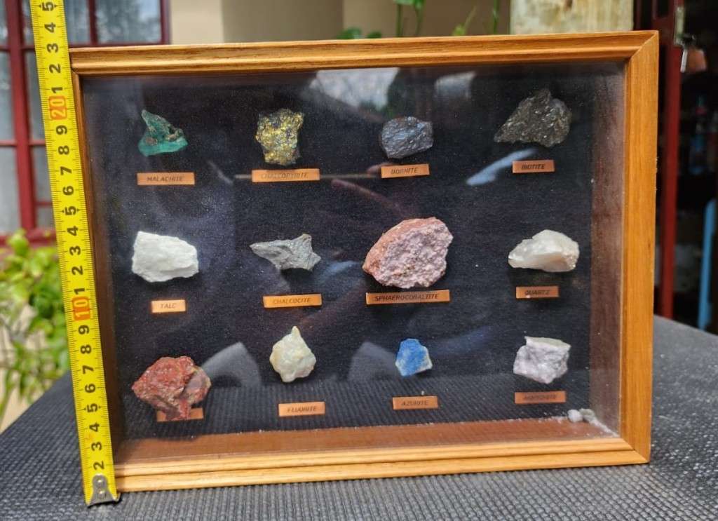 Beautiful ROCK and MINERAL Collection in Wooden Display Cabinet