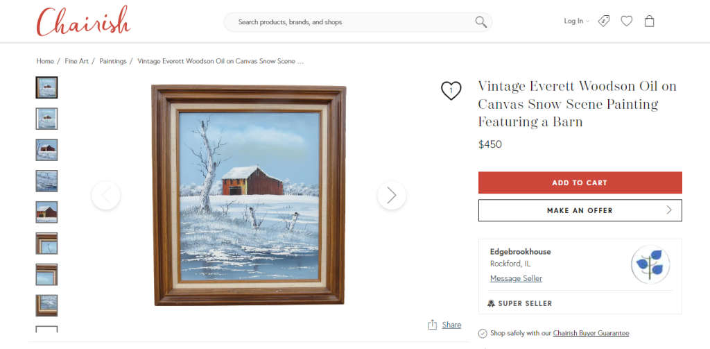 Listed USA Artist Everett Woodson (1933-2016) Winter Farmstead Original Oil Painting