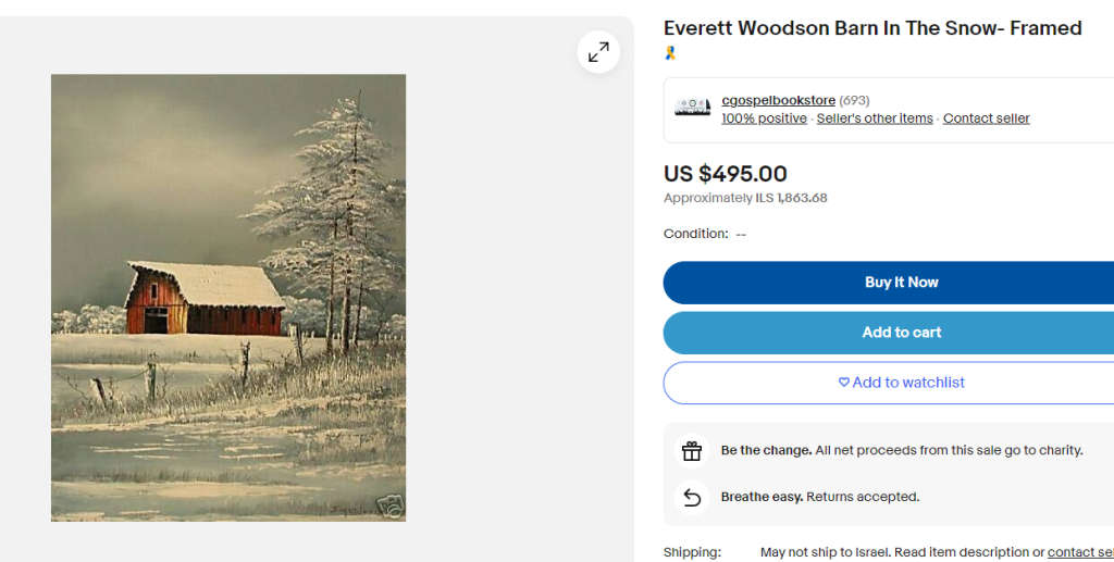 Listed USA Artist Everett Woodson (1933-2016) Winter Farmstead Original Oil Painting