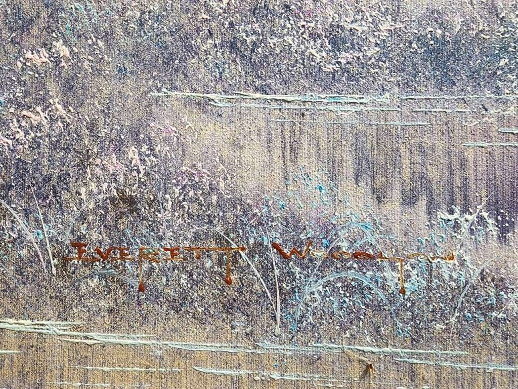 Listed USA Artist Everett Woodson (1933-2016) Winter Farmstead Original Oil Painting