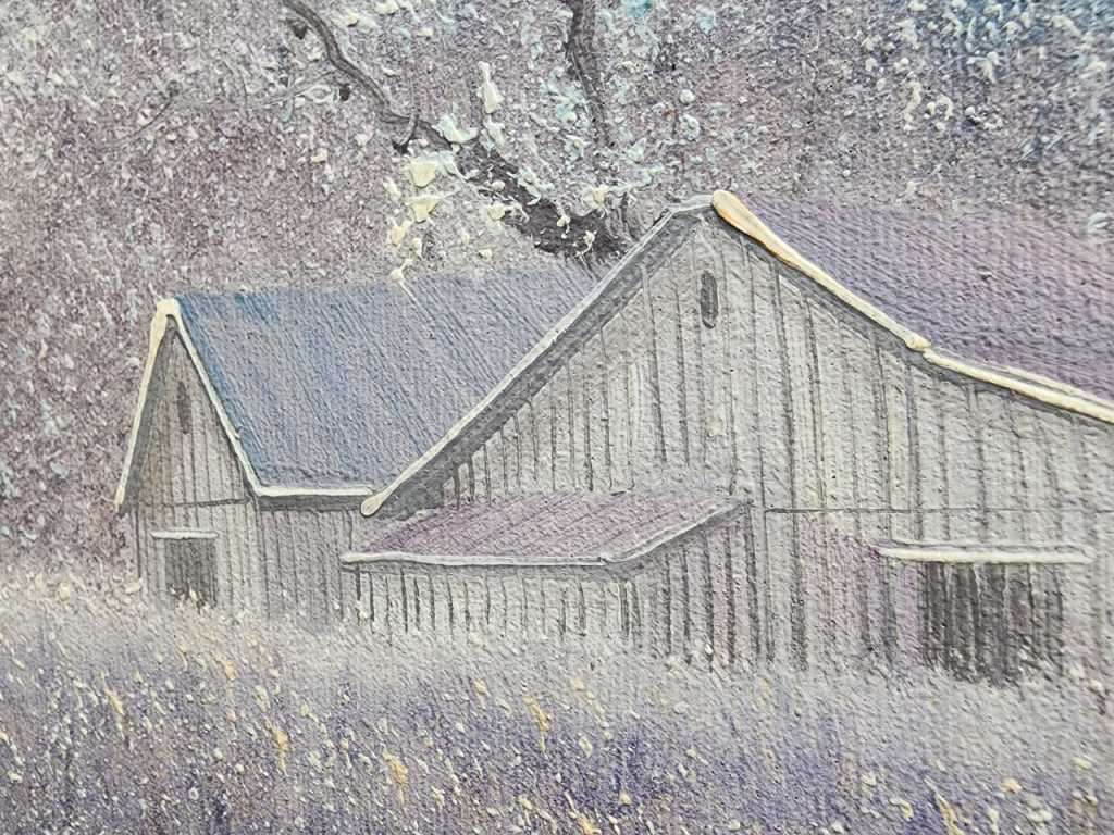 Listed USA Artist Everett Woodson (1933-2016) Winter Farmstead Original Oil Painting