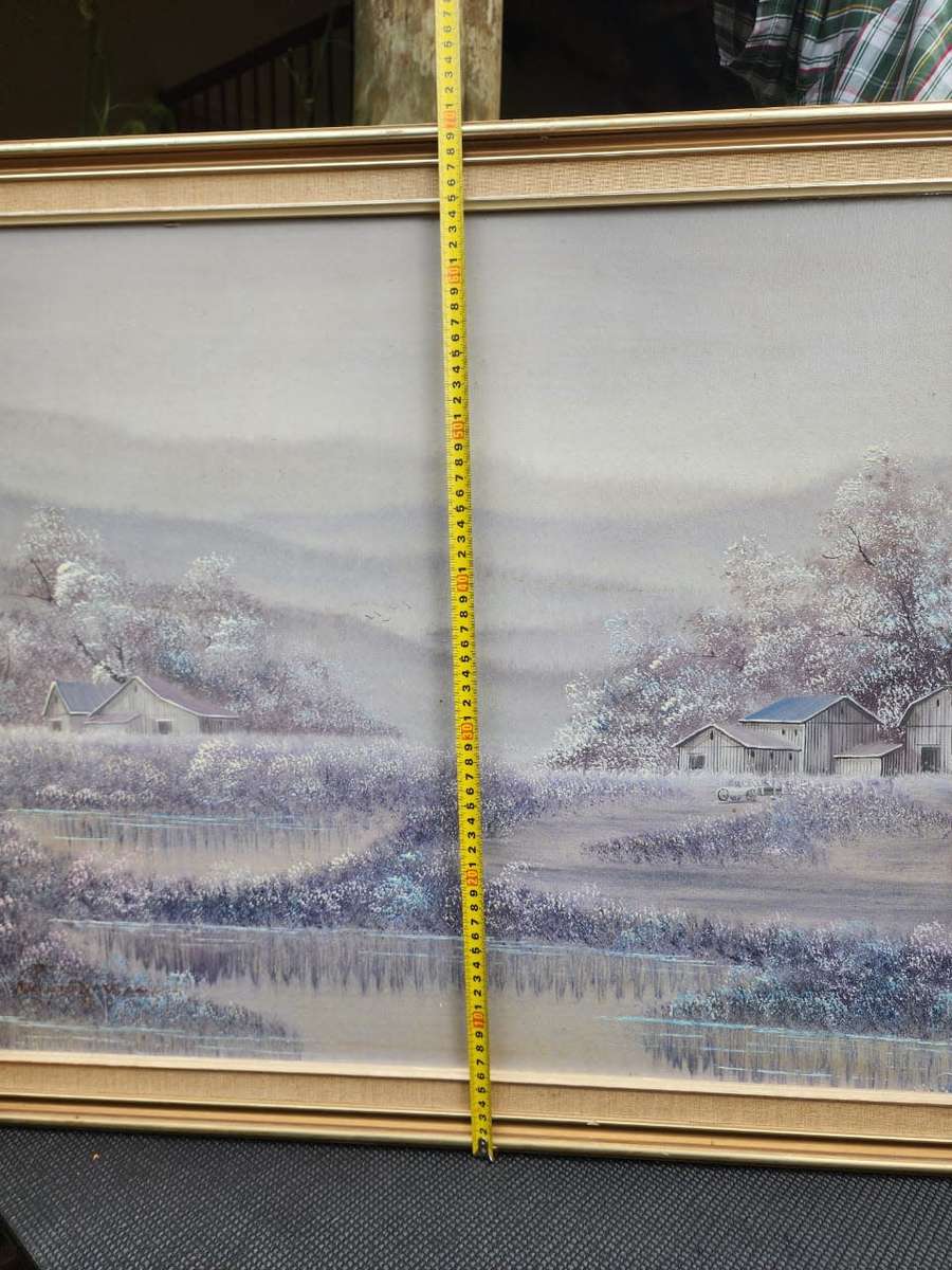 Listed USA Artist Everett Woodson (1933-2016) Winter Farmstead Original Oil Painting