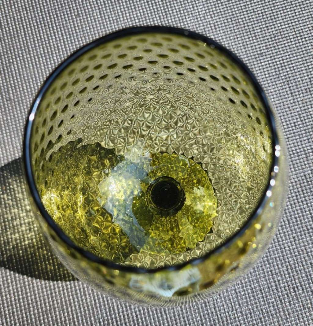 Large 26cm High Vintage 1960s Olive Green Empoli Italian Style Brandy Snifter Vase