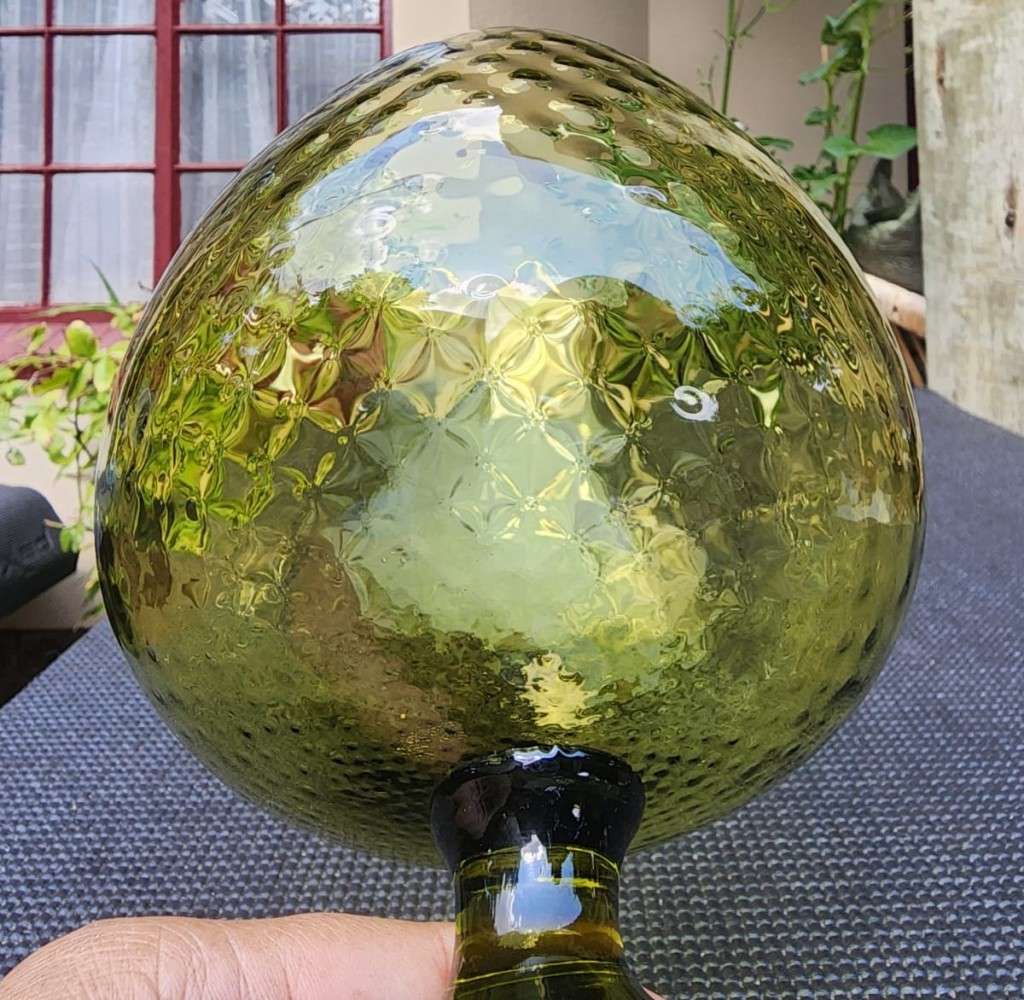 Large 26cm High Vintage 1960s Olive Green Empoli Italian Style Brandy Snifter Vase