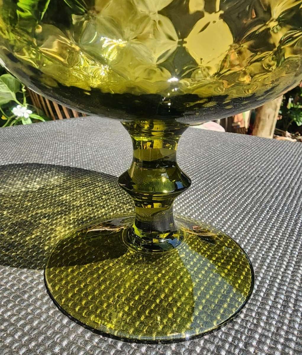 Large 26cm High Vintage 1960s Olive Green Empoli Italian Style Brandy Snifter Vase