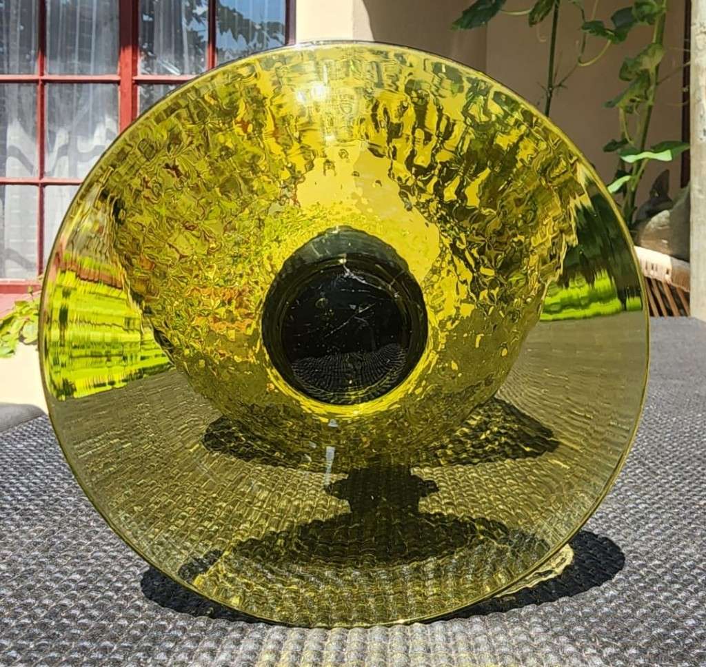 Large 26cm High Vintage 1960s Olive Green Empoli Italian Style Brandy Snifter Vase