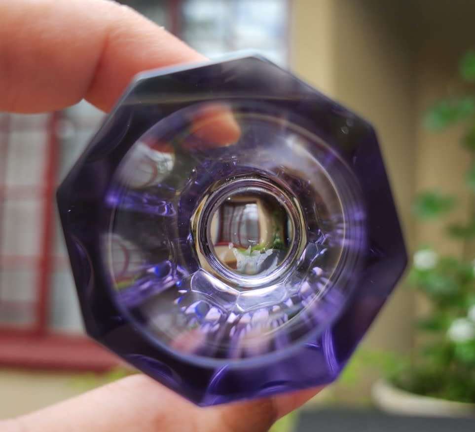 THREE VIOLET ALEXANDRITE SHOT GLASSES