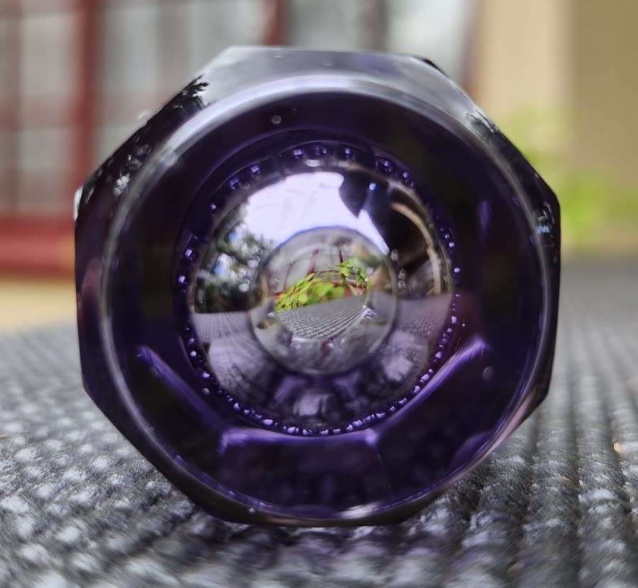 THREE VIOLET ALEXANDRITE SHOT GLASSES