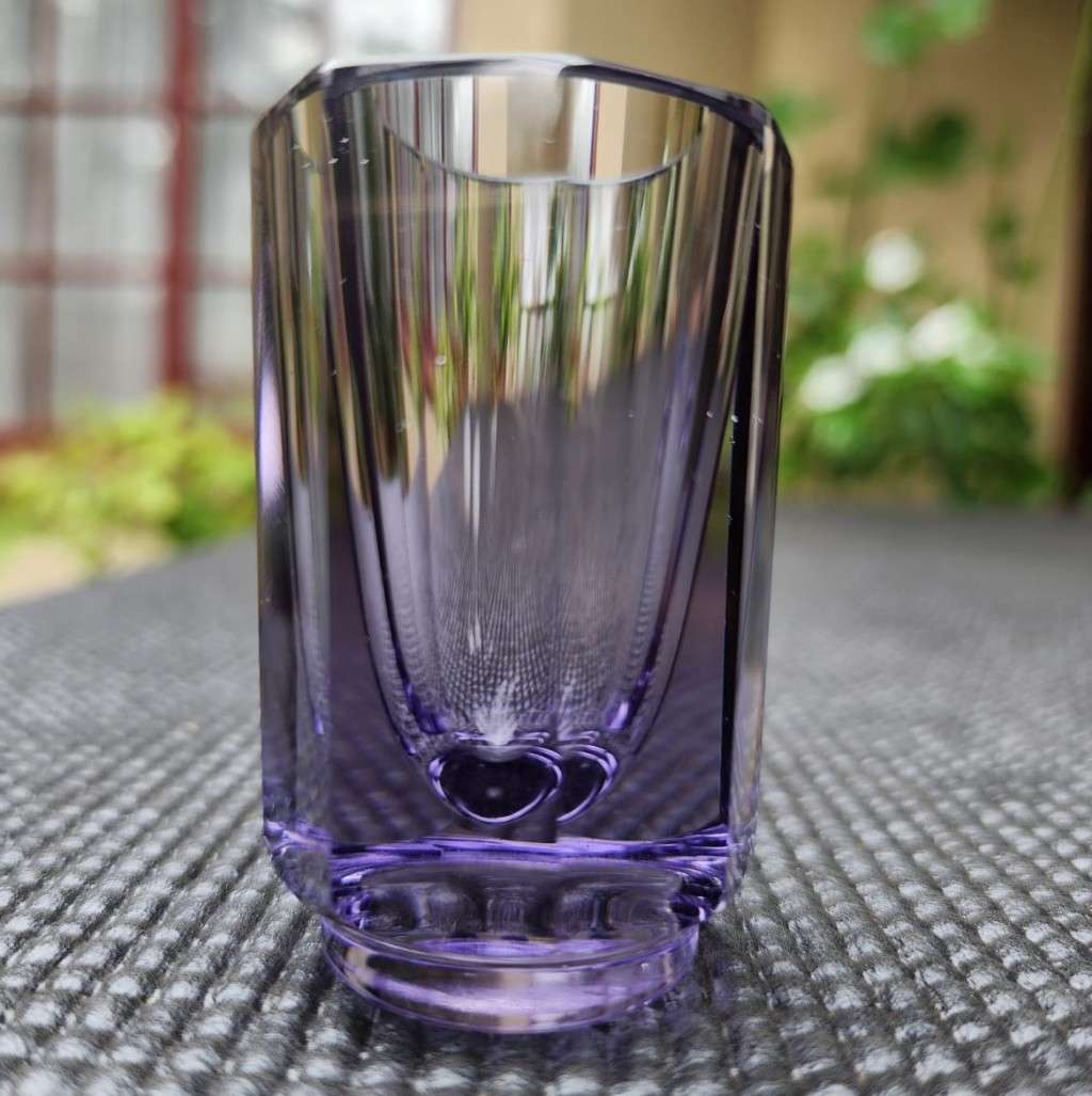 THREE VIOLET ALEXANDRITE SHOT GLASSES