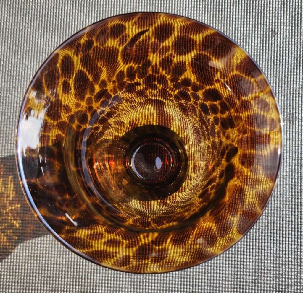 Striking Tortoiseshell Handblown Art Vase 25cm High No Two of Two on Auction