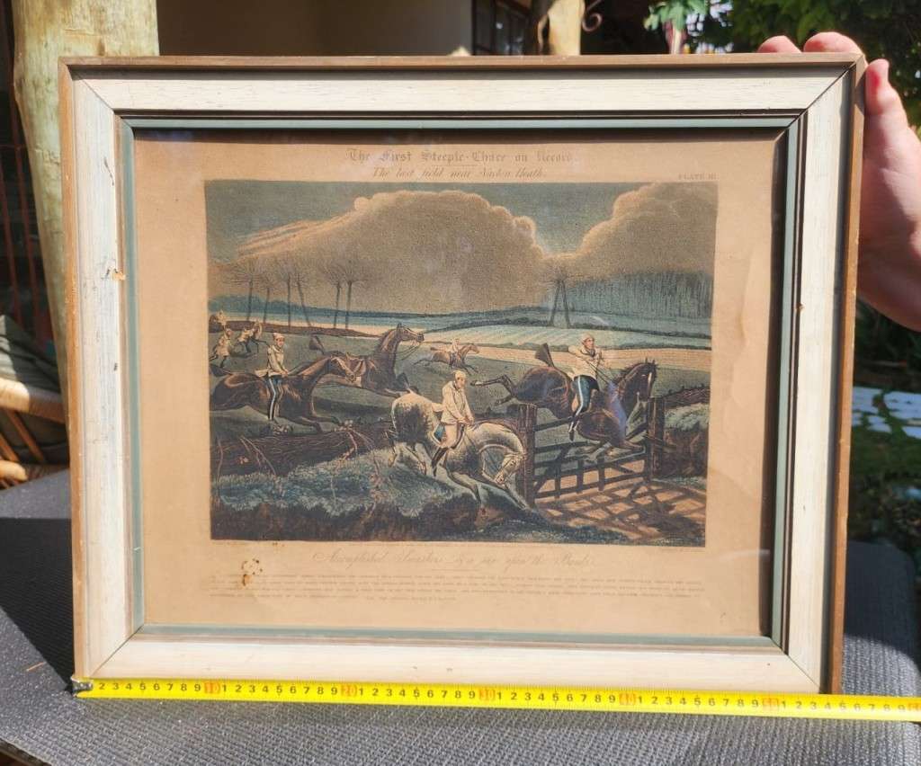 Plate III First Steeple-Chase On Record 1839 Very Rare Original Coloured Aquatint Henry Alken