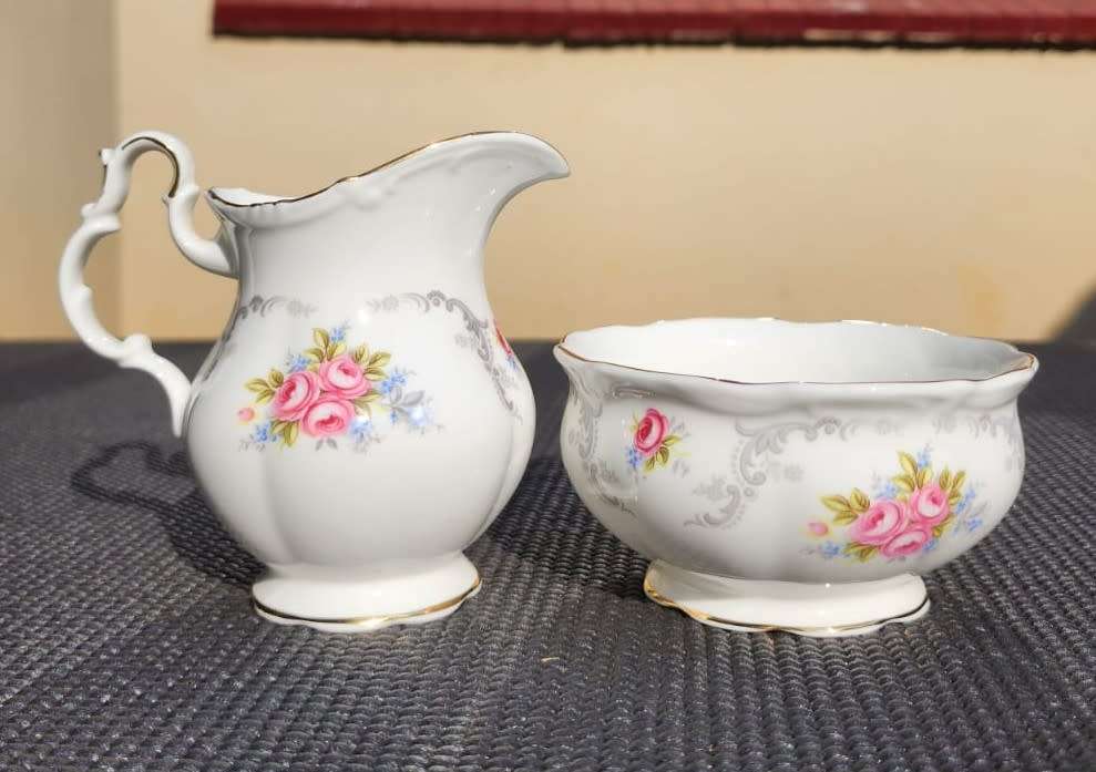 Royal Albert 1969-1980 Beautiful Tranquility Pattern Sugar Pot and Milk Creamer