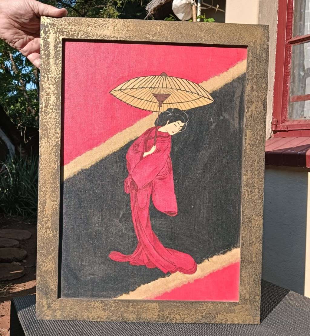 Vintage Japanese Geisha in Komono Artwork