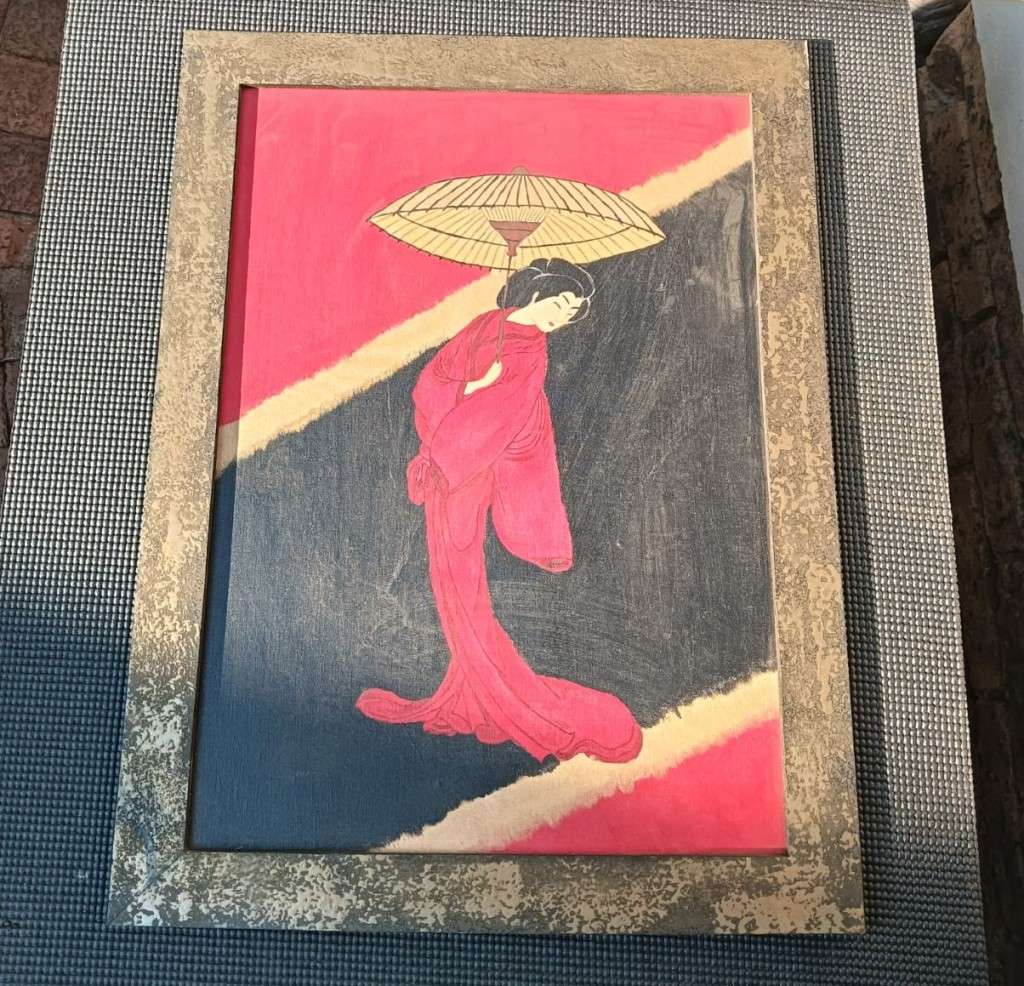 Vintage Japanese Geisha in Komono Artwork